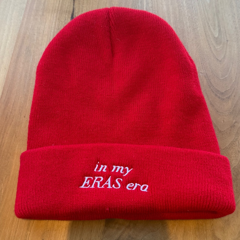 NEW Taylor Swift In My ERAS Era Embroidered Knitted Beanie Hat Red